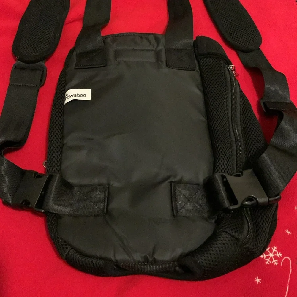 Pawaboo Black Pet Carrier with Side Zippers and Adjustable Straps